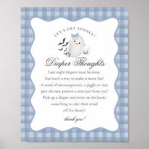 Blauw Pastel Little Boo Geest Luier Gedachten Bord Poster