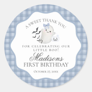 Blauw Pastel Little Boo Geest Verjaardagsfeest Fav Ronde Sticker