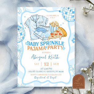 Blauw Pastel Retro Baby Sprinkle Pyjama feestje Kaart