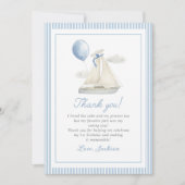 Blauw Pastel Scheeps 1e Verjaardag Bedankkaart (Voorkant)