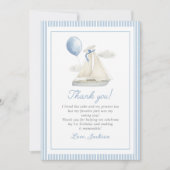 Blauw Pastel Scheepszeilboot 1e Verjaardag Bedankkaart (Voorkant)