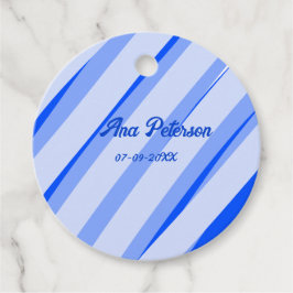 Blauw pastel voeg naam toe datum boho retro lijnen bedankjes labels