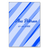 Blauw pastel voeg naam toe datum boho retro lijnen kaart (Achterkant)