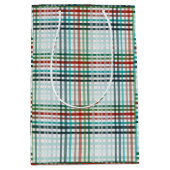 Blauw pastelkleurig ruitpatroon medium cadeauzakje (Voorkant)