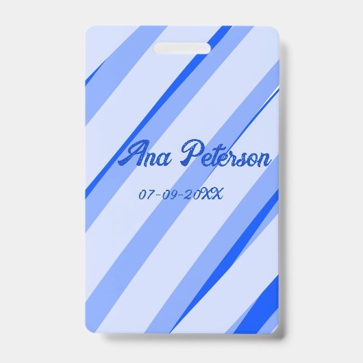Blauw pastelkleurig voeg naam datum boho retro lij badge (Voorzijde)