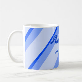 Blauw pastelkleurige naam datum boho retro lijnen  koffiemok