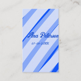 Blauw pastelkleurige naam datum boho retro lijnen  visitekaartje