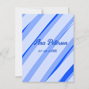 Blauw pastelkleurige voeg naam datum boho retro li briefkaart