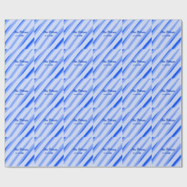 Blauw pastelkleurige voeg naam datum boho retro li cadeaupapier