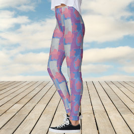 blauw patchpatroon leggings