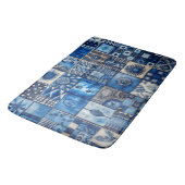 Blauw patchwork badmat (Gekanteld)