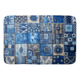Blauw patchwork badmat