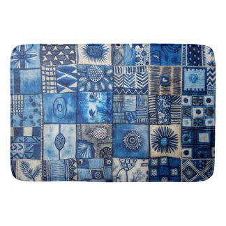 Blauw patchwork badmat