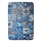 Blauw patchwork badmat (Voorkant Verticaal)