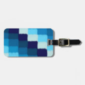 Blauw patchwork bagagelabel (Voorkant horizontaal)