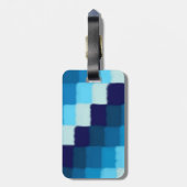 Blauw patchwork bagagelabel (Achterkant verticaal)