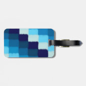 Blauw patchwork bagagelabel (Achterkant horizontaal)
