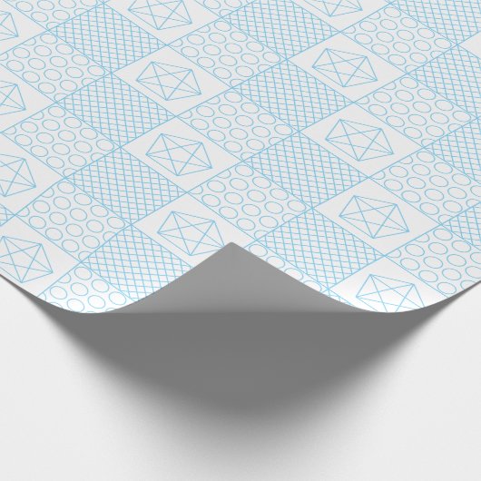 Blauw patchwork cadeaupapier (Hoek)