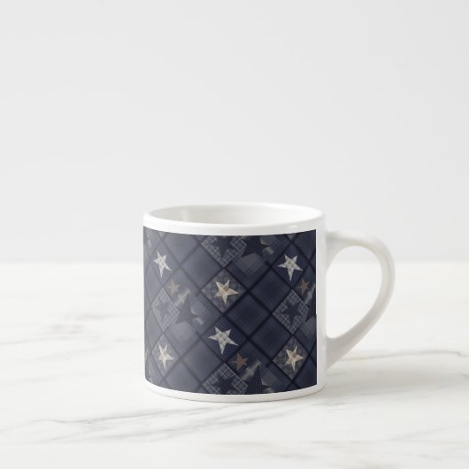 Blauw patchwork espresso kop (Rechts)