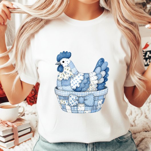 Blauw Patchwork Paashaantje Gingham Bloemen T-shirt