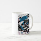 Blauw patchwork, populair, patchwork, volkskunst,  koffiemok (Voorkant rechts)
