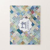 Blauw patchwork Quilt Puzzle Legpuzzel (Verticaal)