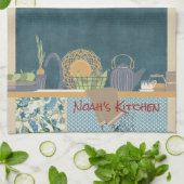 Blauw patchwork Shelf #1 Tea Kitchen Towel Theedoek (Gevouwen)