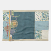 Blauw patchwork Shelf #1 Tea Kitchen Towel Theedoek (Horizontaal)