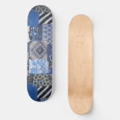 Blauw Patchwork Skatebord Dek Persoonlijk Skateboard (Voorkant)