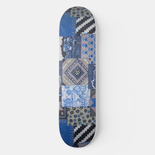 Blauw Patchwork Skatebord Dek Persoonlijk Skateboard (Voorkant)