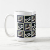 Blauw Patchwork Twee Foto Vierkanten Patroon Koffiemok (Links)