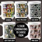 Blauw Patchwork Twee Foto Vierkanten Patroon Koffiemok