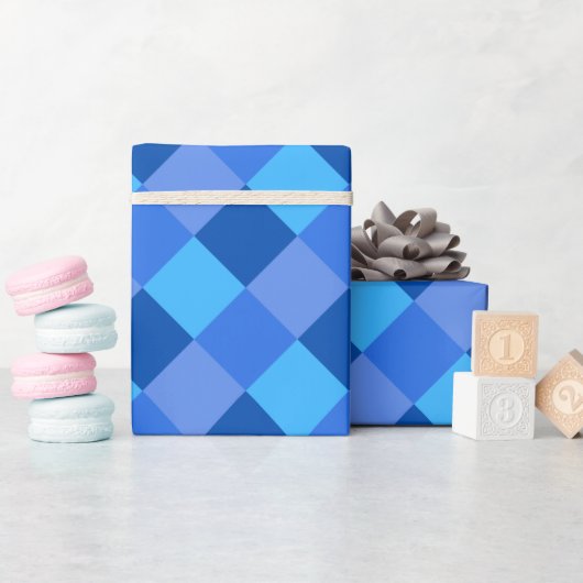 Blauw Patchwork Wrapping Papier (Baby Shower)