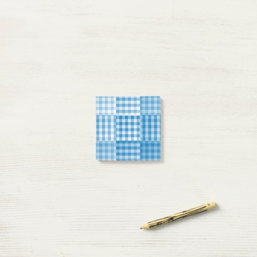 Blauw patchworkpatroon post-it® notes (Op bureau)
