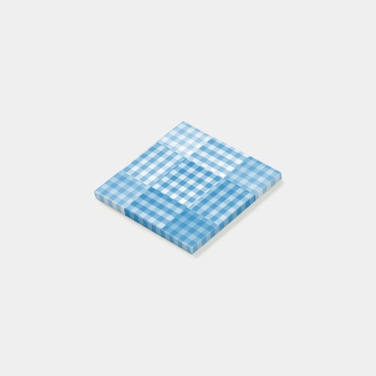 Blauw patchworkpatroon post-it® notes (Schuin)