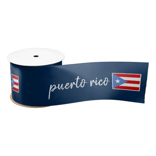 Blauw patriottisch lint met Puerto Ricaanse vlag (Spoel)