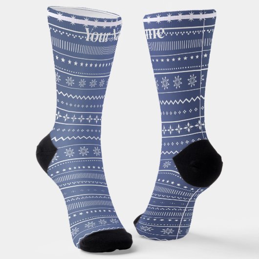Blauw patroon | Aangepaste naam Sokken (Gebogen)