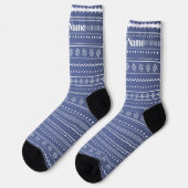 Blauw patroon | Aangepaste naam Sokken (Links)