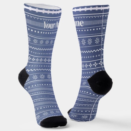 Blauw patroon | Aangepaste naam Sokken (Gebogen)