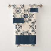 Blauw  patroon bad handdoek (Insitu)