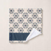 Blauw  patroon bad handdoek (Wasdoekje)