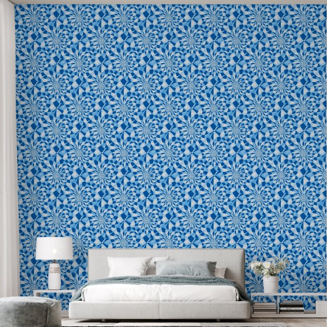 Blauw patroon behang (Slaapkamer)