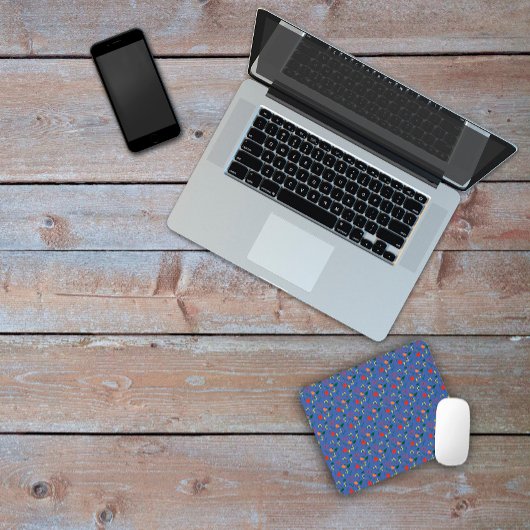 Blauw patroon bloempapaver muismat