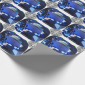 Blauw patroon cadeaupapier (Hoek)