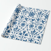 blauw patroon cadeaupapier (Uitgerold)