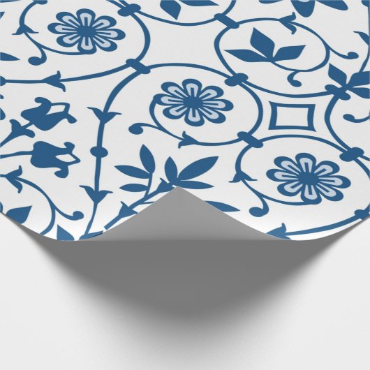 blauw patroon cadeaupapier (Hoek)