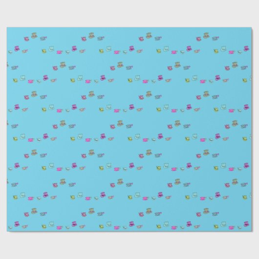 Blauw patroon cadeaupapier (Vlak)