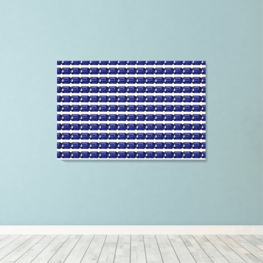 Blauw patroon canvas afdruk (Insitu (Houten vloer))