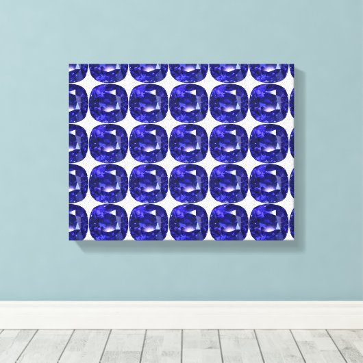 Blauw patroon canvas afdruk (Insitu (Houten vloer))