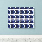 Blauw patroon canvas afdruk (Insitu (Houten vloer))